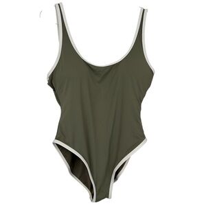 NWT • Michael Kors Safari Green One-Piece Swimsuit with Cream Trim
